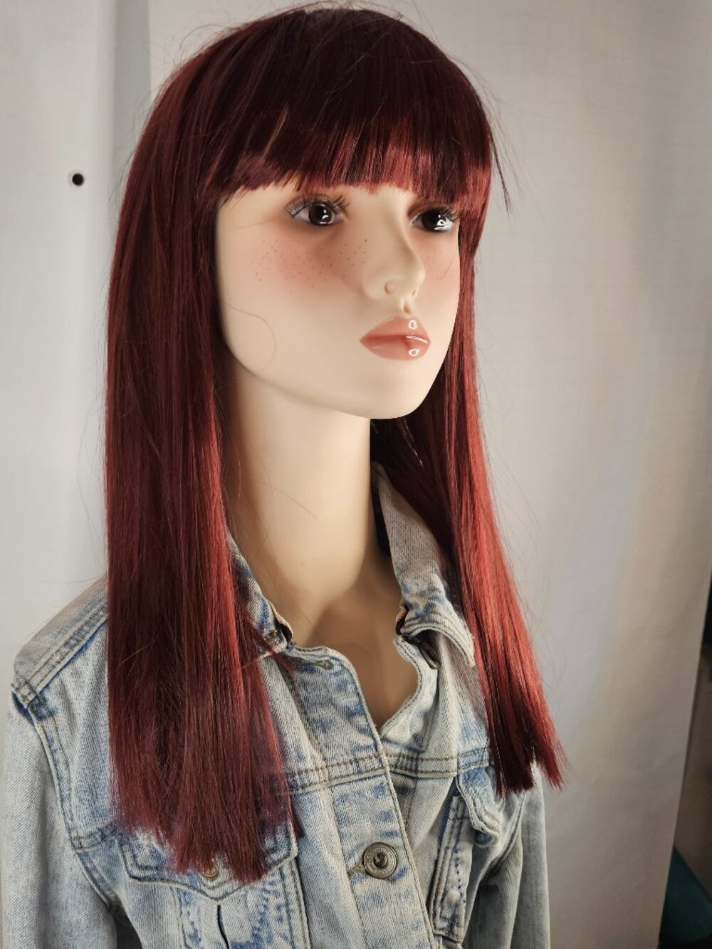 Sexy Burgundy Wine 18” Long Straight Cut Heat-Friendly Synthetic Hair Wig
